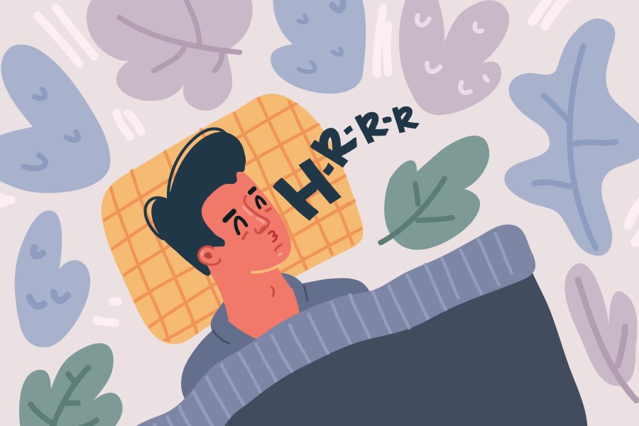 Rysunkowy mężczyzna głośno chrapie.