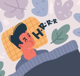 Rysunkowy mężczyzna głośno chrapie.