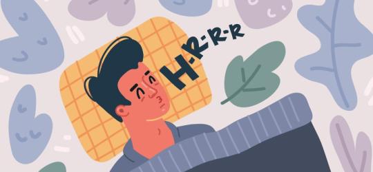 Rysunkowy mężczyzna głośno chrapie.