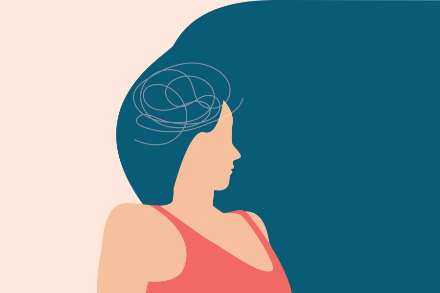 Postać kobiety doświadczająca derealizacji.