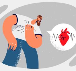 Rysunkowa postać doświadcza objawów dławicy piersiowej