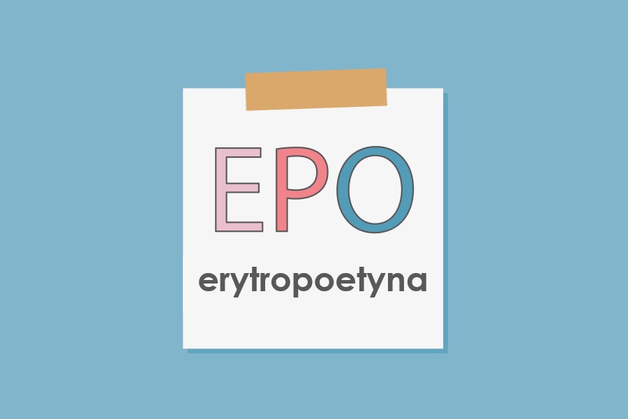 Grafika 2D z napisem erytropoetyna i skrótem EPO.