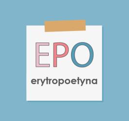 Grafika 2D z napisem erytropoetyna i skrótem EPO.