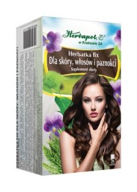 Opakowanie suplementu diety Herbapol Herbatka dla skóry, włosów i paznokci.