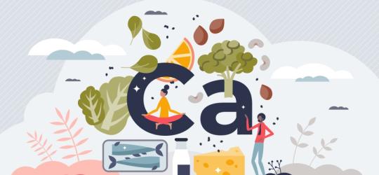 Grafika przedstawiająca źródła wapnia w produktach spożywczych.