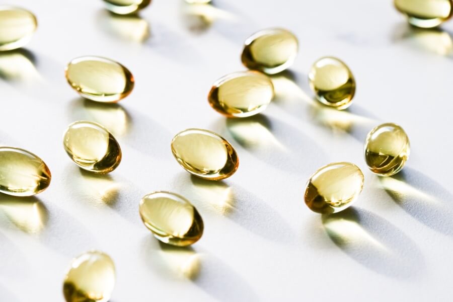 Żelatynowe kapsułki zawierające koenzym Q10.