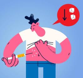 Rysunkowa postać podaje sobie leki na cukrzycę w formie zastrzyku.