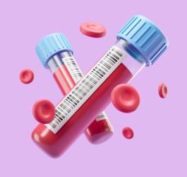 3D fiolki krwi przeznaczonej do badania poziomu trombocytów.