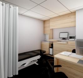 Komputerowa wizualizacja gabinetu lekarskiego.