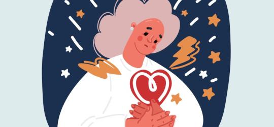 Rysunkowa postać doświadczająca ostrych zespołów wieńcowych.