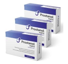Zdjęcie 3 opakowań suplementu diety Prostanol Forte.