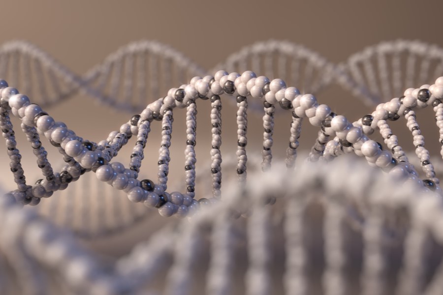 Graficzne przedstawienie kwasu deoksyrybonukleinowego (DNA).