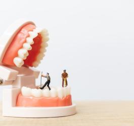 Miniaturowi robotnicy leczą w modelu szczęki ropień zęba.