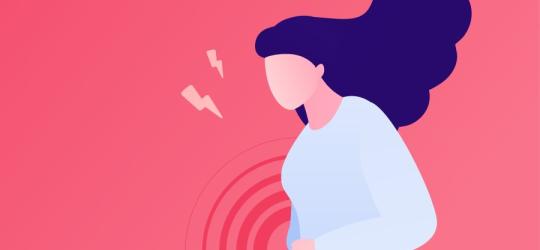 Postać kobiety odczuwająca dolegliwości bólowe związane z vulvodynią.