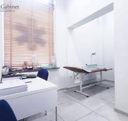 Zdjęcie gabinetu lekarskiego z logotypem Nasz Gabinet.