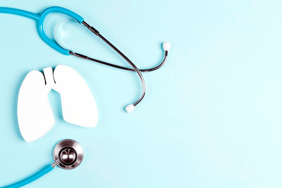 Stetoskop i papierowy model płuc. Zapalenie płuc to jedna z częstszych chorób tego narządu.