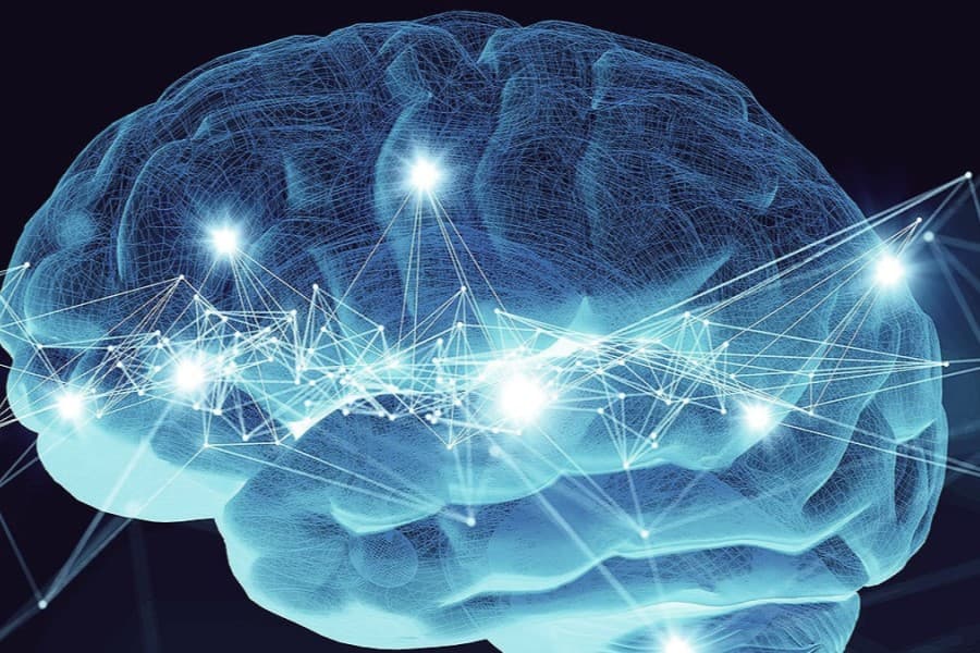 Grafika 3D symbolicznie obrazująca procesy zachodzące w mózgu.